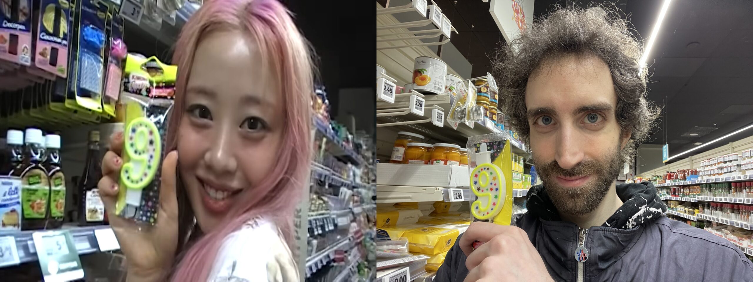 This scene was also filmed in the same area of the supermarket, near the "preparati per dolci" sign.