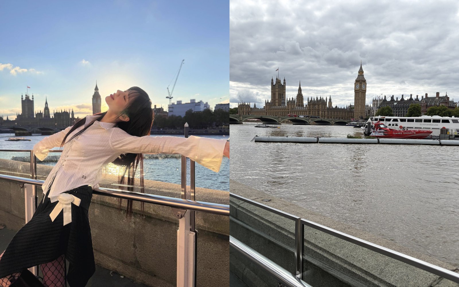 This photo of HeeJin was taken on the railing just south of the London Eye.