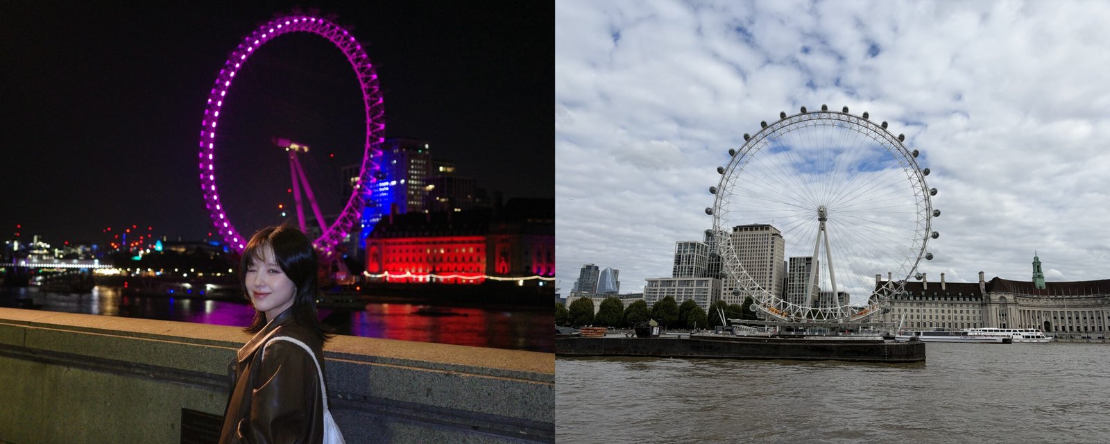 HeeJin took photos along the Victoria Embankment, with the London Eye in the background.