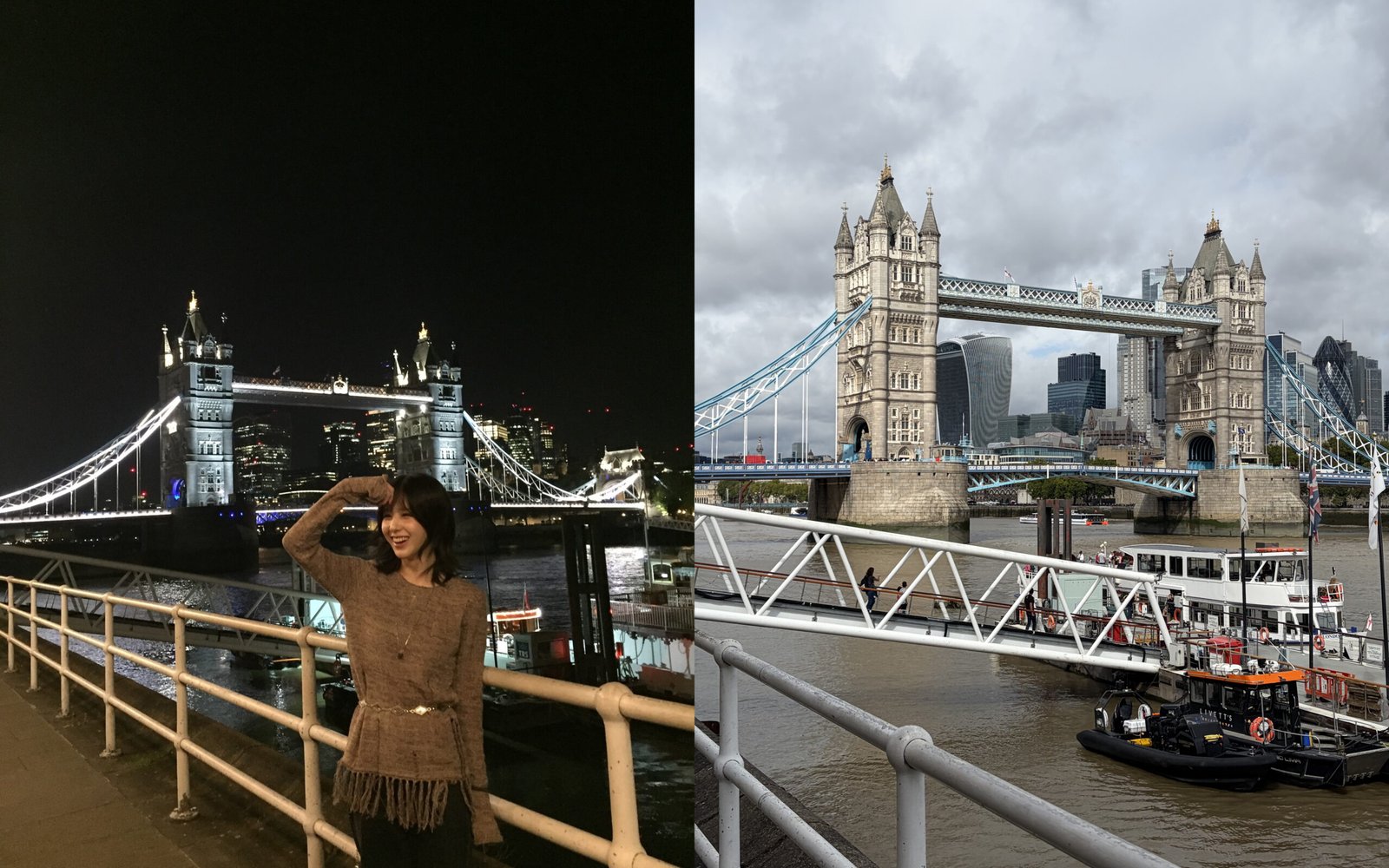HeeJin posted photos taken near Butler's Wharf Pier, with the Tower Bridge in the background.